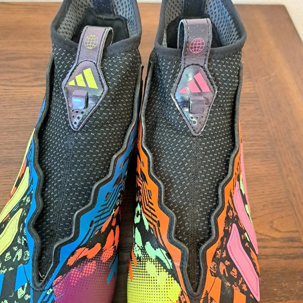Adidas Freak Ultra 23 Football Cleats Mens 10 Black Neon Multi GW4166 Laceless